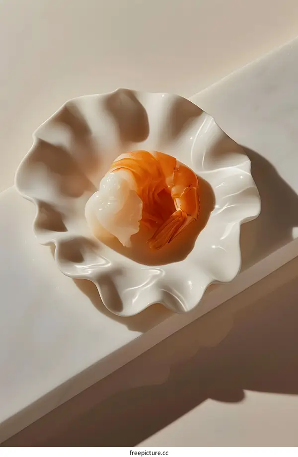 Shrimp on a white plate