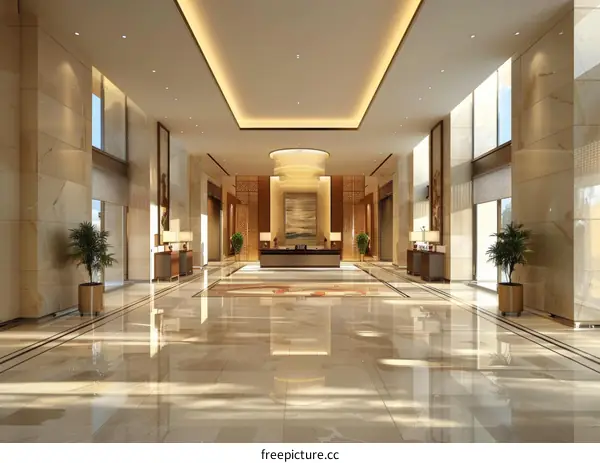 Modern Interior Design: A Sophisticated and Inviting Hotel Lobby