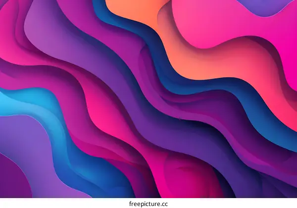 Abstract Paper Cut Design With Wavy Lines in Purple, Blue, and Pink Colors