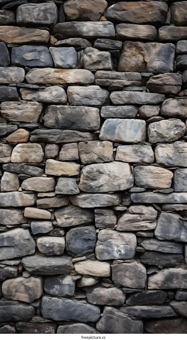Stone Wall with Varying Shades of Gray