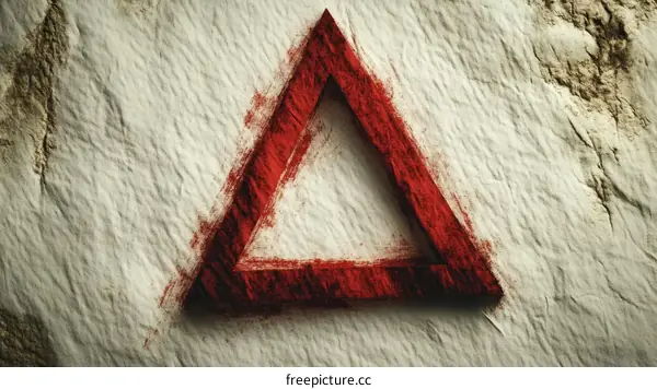 Abstract Red Triangle on Textured Surface