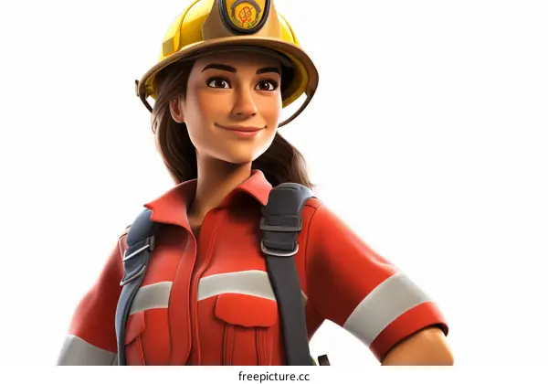 firefighter woman in protective gear