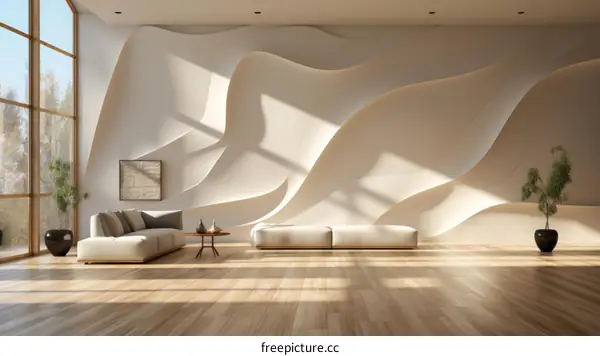 Futuristic Home Interior with Nature Light and Organic Forms