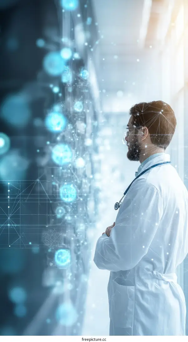 Medical professional  analyzing medical data illustration