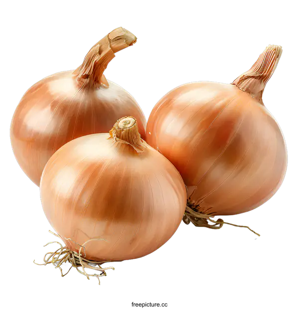 [Transparent Background PNG]Three Yellow Onions on White Background