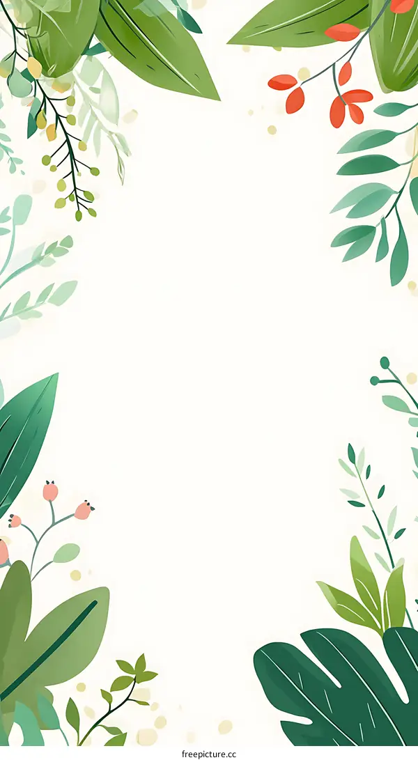 Green Leaf Border Frame Background Illustration