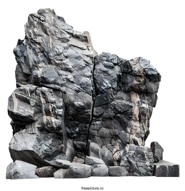 [Transparent Background PNG]Rough Gray Rock Isolated On White Background