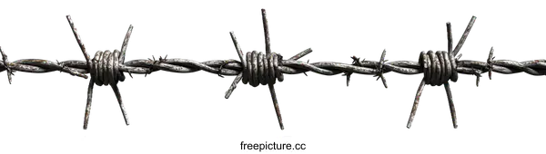 [Transparent Background PNG]Rusty Barbed Wire Fence on White Background