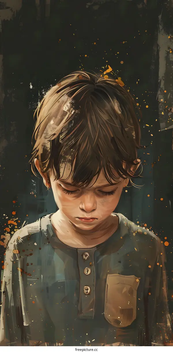 portrait of a sad looking boy