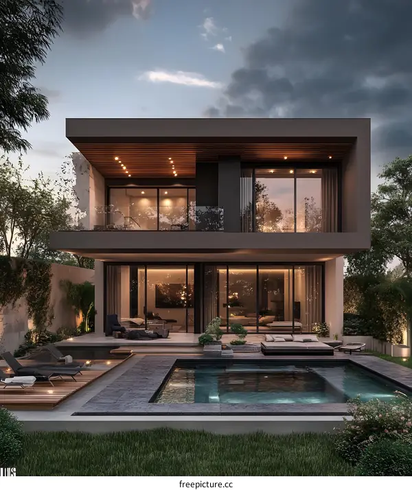 Modern Luxury House Design with Swimming Pool and Backyard