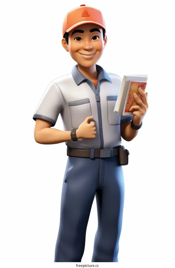 Delivery Man Reading a Book