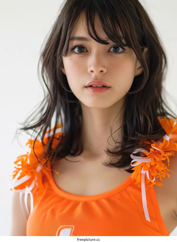 Cheerleader in Orange Uniform
