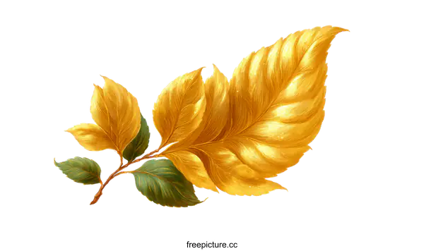 [Transparent Background PNG]Golden Leaf Illustration Design