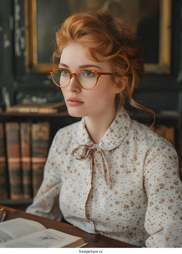portrait of a beautiful young woman in vintage clothes