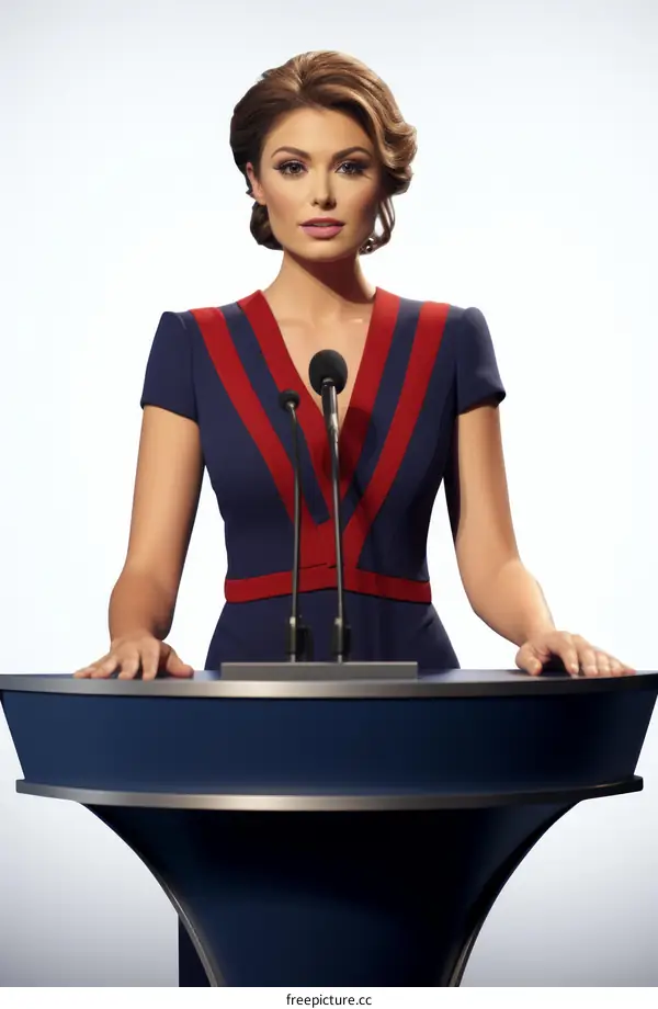 Confident Female Politician At Podium