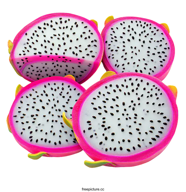 [Transparent Background PNG]Fresh Dragon Fruit Slices Close-up