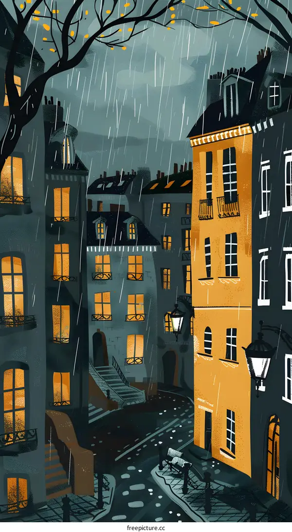 Rainy Night in a European City