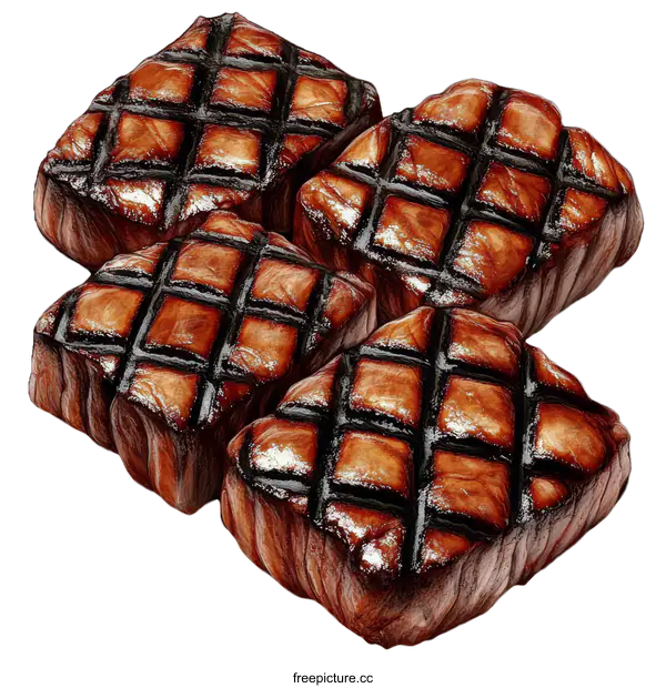 [Transparent Background PNG]Grilled Steak Illustration for Restaurant Menu