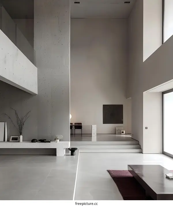 Modern Minimalist Interior Design with Concrete Walls and Natural Light
