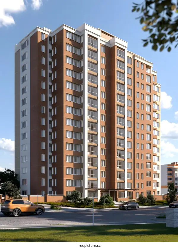 Modern Brick Apartment Building Exterior Design