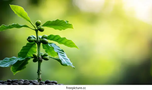 Young Coffee Plant in Natural Sunlight