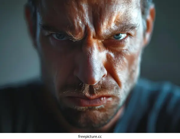 Close-up portrait of an angry man