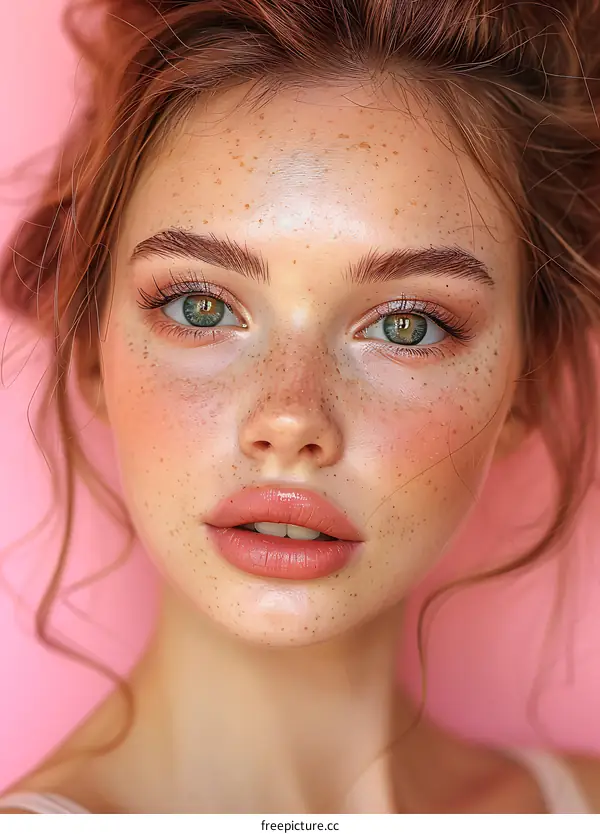 Close-up Beauty Portrait of a Caucasian Woman