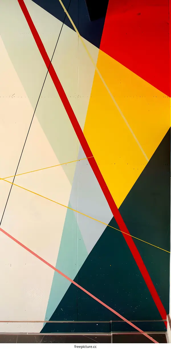 Abstract Geometric Wall Mural with Vibrant Colors