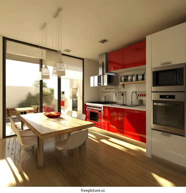 Modern Kitchen Interior Design With Red Cabinets