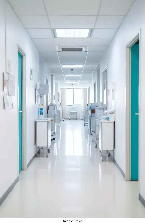 Clean and Empty Hospital Corridor