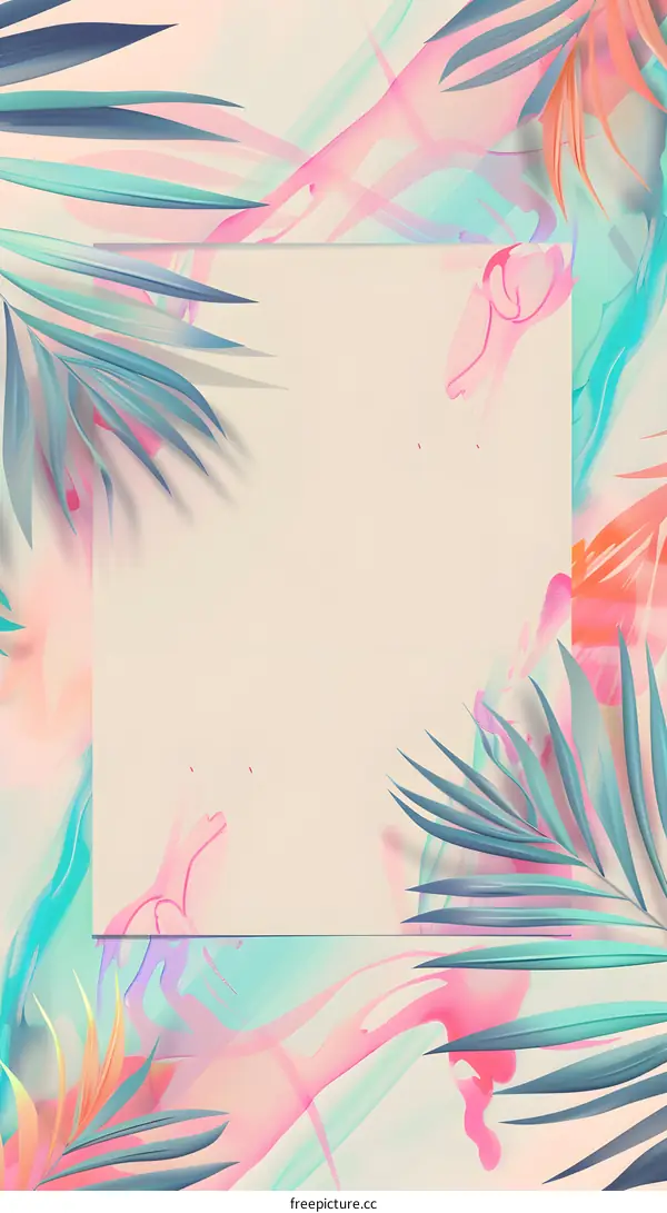 Tropical Abstract Background with Palm Leaves