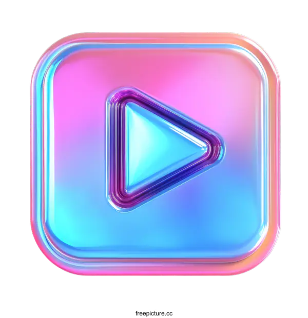 [Transparent Background PNG]Play Button Illustration in Trendy Colors