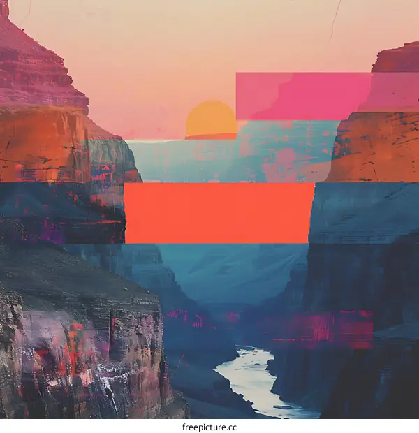 Abstract Sunset Canyon Landscape