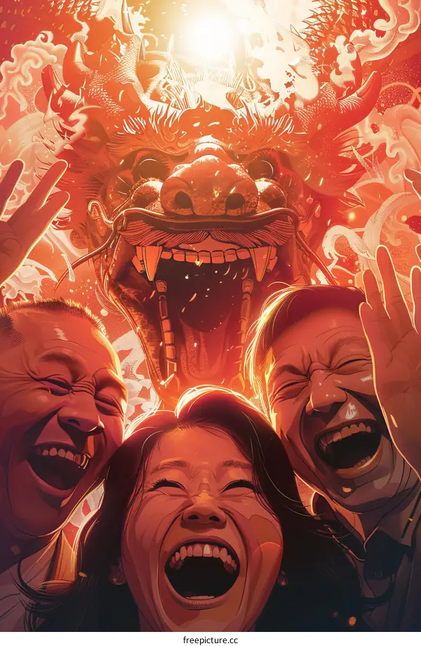 A family is celebrating Chinese New Year.