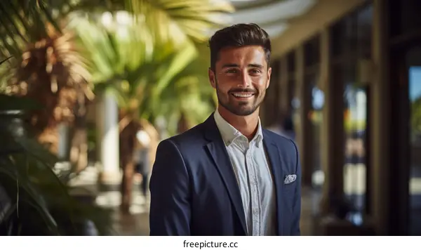 Young man smiling in a suit