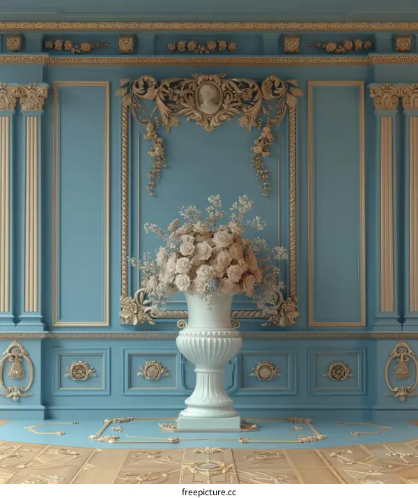 Elegant Blue Room with Ornate Decor