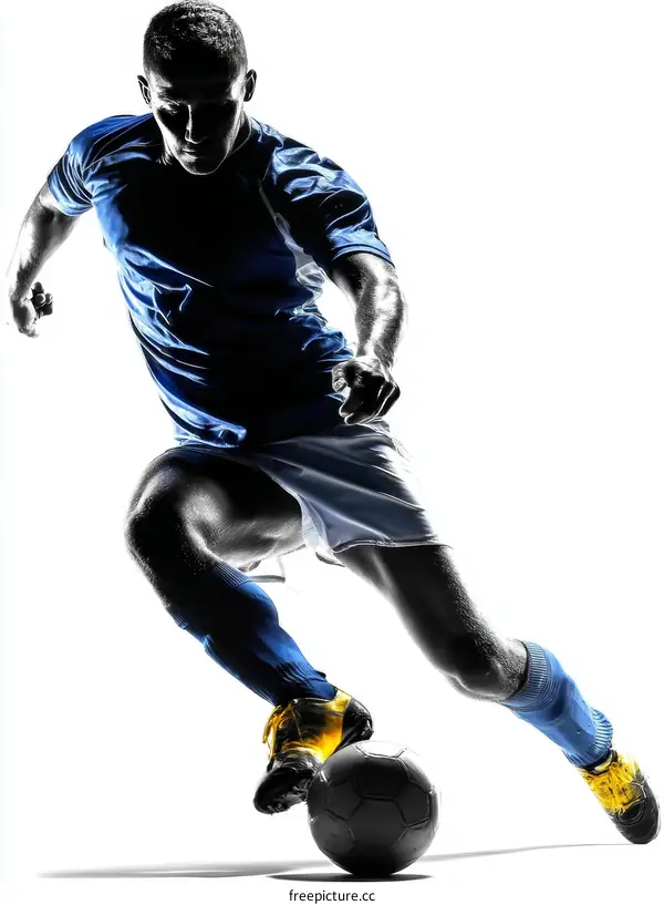 Silhouette of a soccer player in action