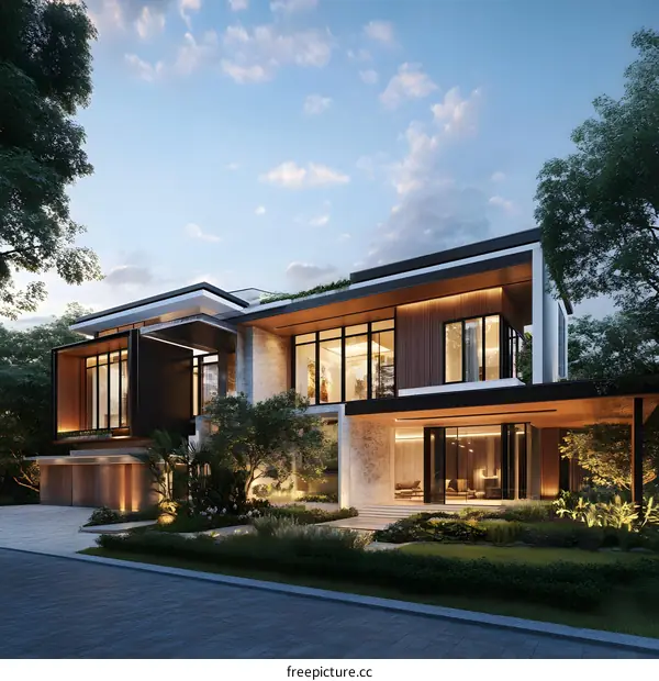 Modern Luxury House Exterior Design With Green Roof