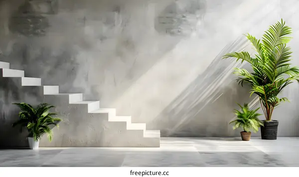 Modern Interior Design with Stairs and Plants