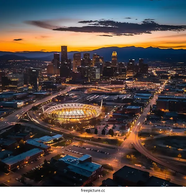 Stunning Sunset Cityscape Aerial View