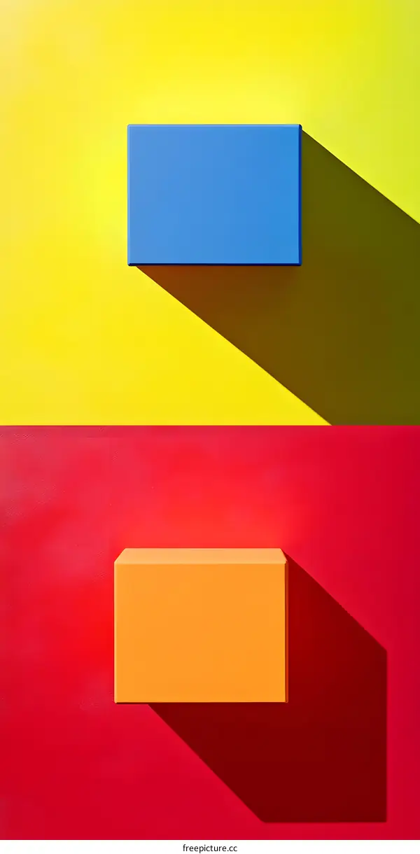 Abstract Minimalist Color Block with Geometric Shapes and Shadows