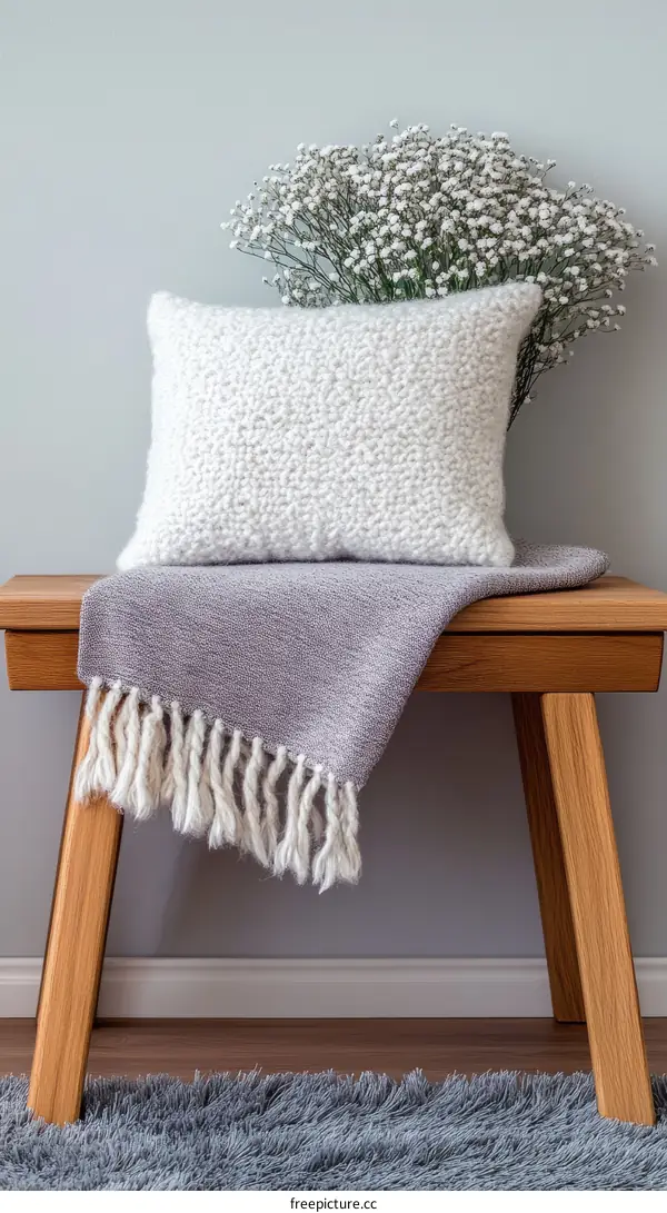Cozy Home Decor with White Knitted Throw Pillow