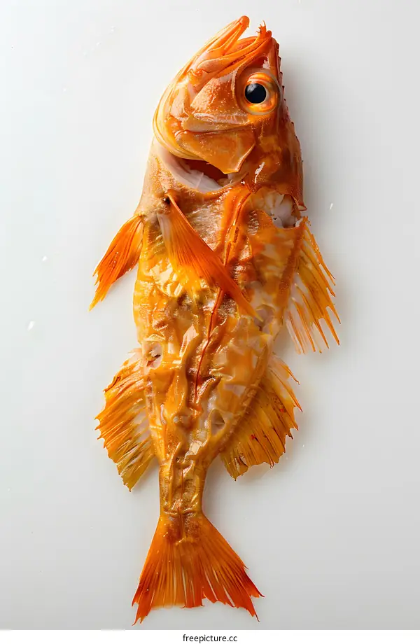 A close-up of a freshly caught orange fish