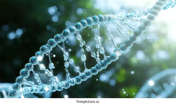 DNA Structure Illustration with Water Drops