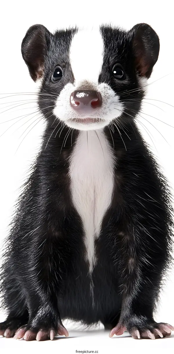 Cute Baby Badger Sitting On White Background