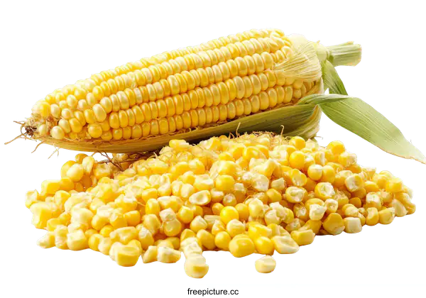 [Transparent Background PNG]Fresh Corn Kernels and Cob