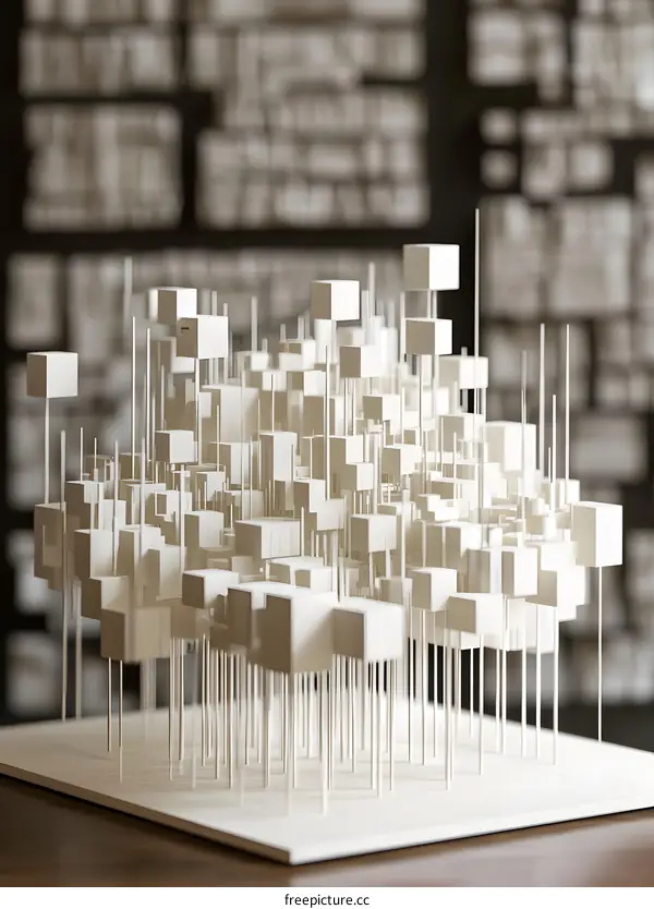 Abstract Architecture Model With White Cubes