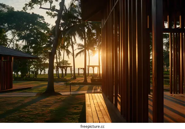 Wooden Structure With Sunlight Shining Through