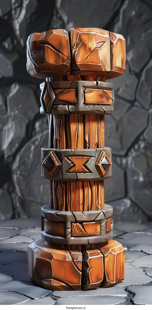 Stone Accented Wooden Column