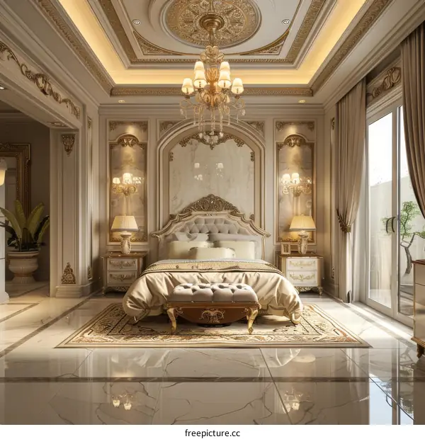 Luxury Elegant Bedroom Interior Design Illustration